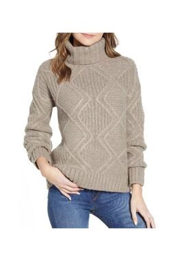 Caslon Chunky Cable Knit Turtleneck Sweater